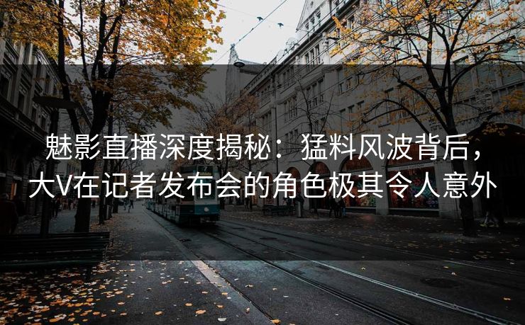 魅影直播深度揭秘：猛料风波背后，大V在记者发布会的角色极其令人意外