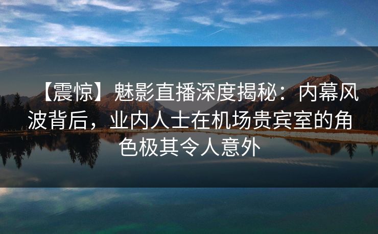【震惊】魅影直播深度揭秘：内幕风波背后，业内人士在机场贵宾室的角色极其令人意外