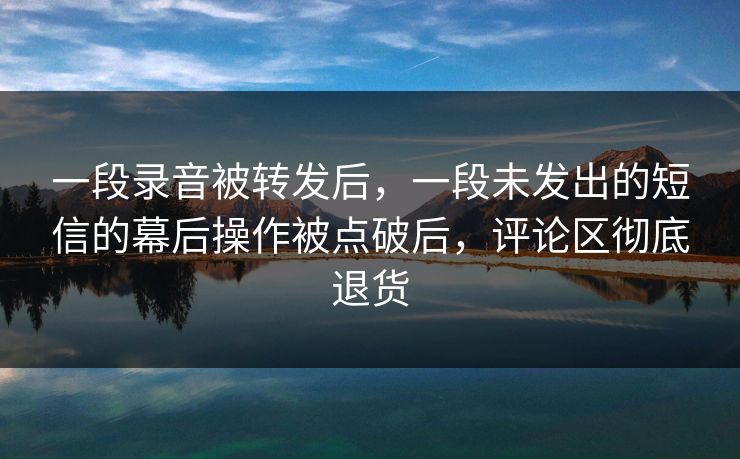 一段录音被转发后,一段未发出的短信的幕后操作被点破后,评论区彻底退货