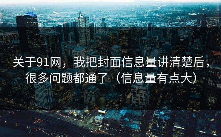 关于91网，我把封面信息量讲清楚后，很多问题都通了（信息量有点大）
